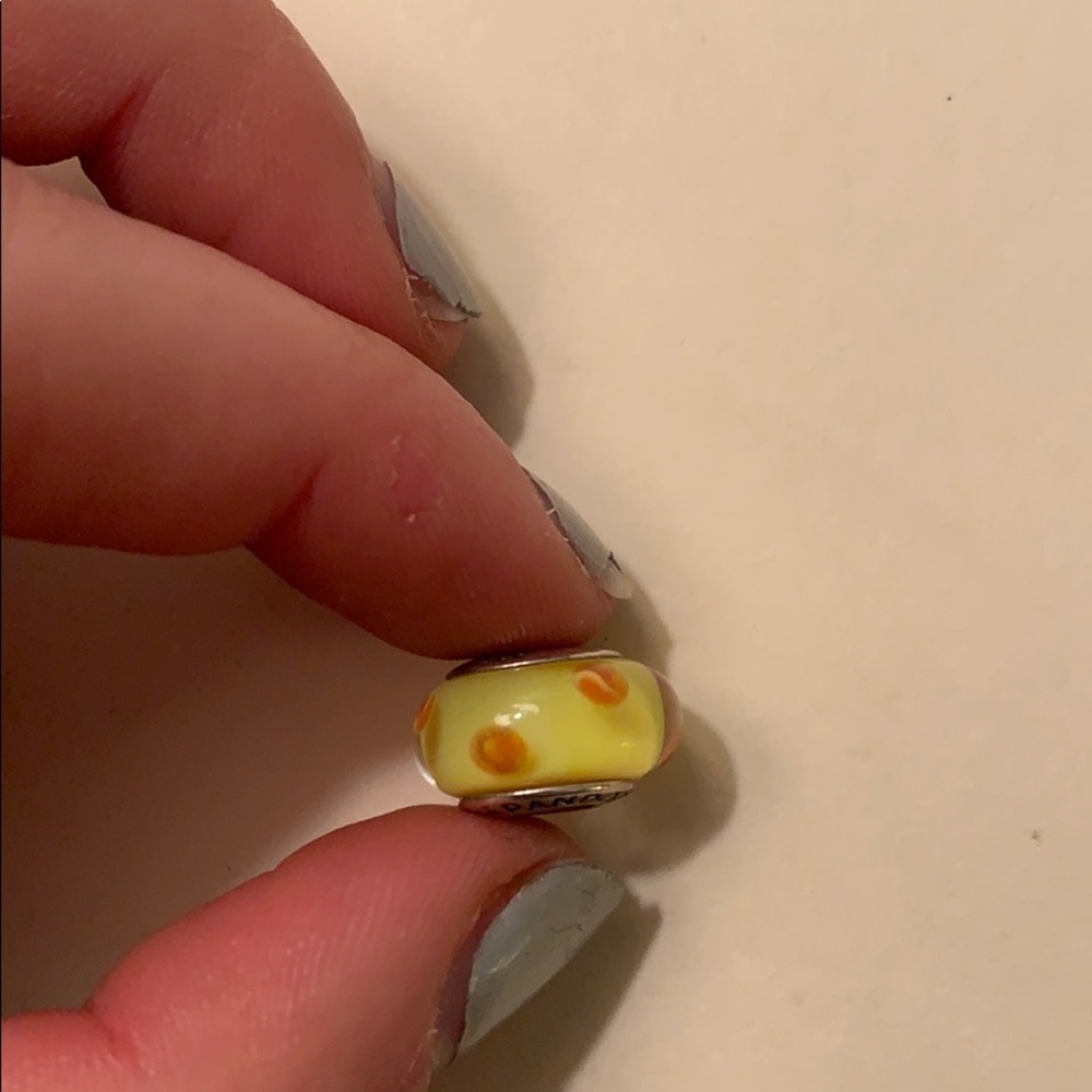 Pandora yellow and orange dots glass bead